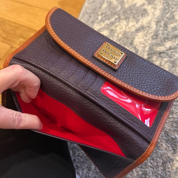 Dooney & Bourke Pebble Continental Leather Contrast Trim Wallet in Brown Tmoro - Picture 8 of 9